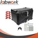 labwork 65L Motorcycle Top Case Tail Box with Mounting Plate Hard Aluminum Alloy Watertightness Security Lock Against Theft Black Metal Motorcycle Trunk Tour Tail Box