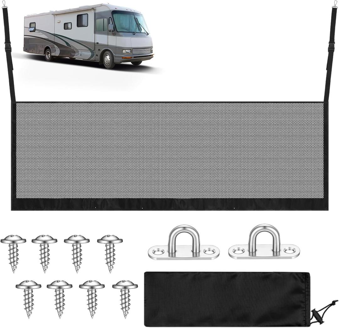 RV Bunk Bed Safety Net with Hardwares 59 x 19.7 Adjustable Bunk Netting for Camper Motor Home Trailer Fifth Wheels Guard Rail Bedding Accessories Mesh Barrier for Upper Bunks