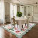 GarveeHome Floral Scalloped Washable Rugs 9x12, Non-Slip Low Pile Living Room Rugs 9x12, Soft Bedroom Rug Stain Resistance Boho Throw Rug with Rubber Back for Dining Room, Blue