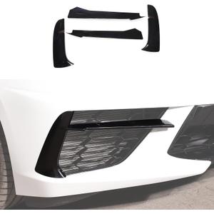 Front Bumper Fog Light Lamp Trim Compatible with Chevrolet Corvette C8 2020-2026, ABS Front Bumper Air Inlet Vent Grille Cover Trim Accessories 4Pcs (Black)