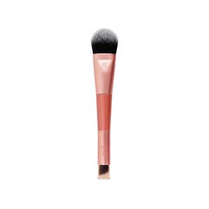 Real Techniques Cover & Conceal Dual Ended 2-in-1 Makeup Brush, For Flawless Foundation Coverage, Smooths and Conceals, Covers Blemishes and Imperfections, Flawless Results, Orange, 1 Count