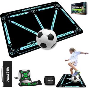 Soccer Training Equipment,Soccer Training Mat Improve Strength,Agility and Coordination,Anti-Slip Silent Absorption Soccer Footwork Training Mat,Soccer Trainer for Indoor/Outdoor Drills