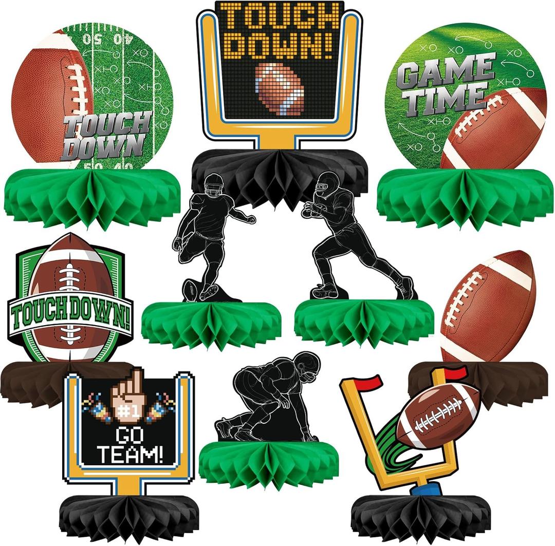 10PCS Football Party Decorations Football Table Centerpiece Football Honeycomb Centerpieces Table Toppers for Football Birthday Party Football Game