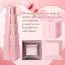 Cholemy 5 Pcs Square Nesting Boxes Decorative Gift Boxes with Lid and Ribbon Assorted Sizes Wrap for Wedding, Carnival, Anniversary, Birthday, Bridal Shower Party Gifts(Pink)