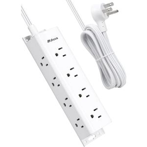 Surge Protector Power Strip - 12 Widely Spaced Multi Outlets, Wall Mount, 3 Side Outlet Extender with Extension Cord, Flat Plug, Overload Protection, Home Office Dorm Room Essentials (5FT, White)