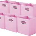 ShellKingdom Storage Bins, Foldable Fabric Storage Cubes And Cloth Storage Organizer Drawer with Metal Handle For Closet And Toys Storage, 11 X 10.5 X 10.5 INCH, 6 Pack (Pink)