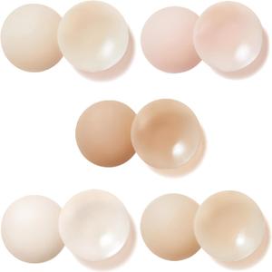 2 x Reusable Nipple Covers Adhesive Silicone Nipple Pasties Sticky Breast Petals Nippleless Covers Invisible Nipple Covers (3.25 inch (For A-D), 5 Mixed Colors)