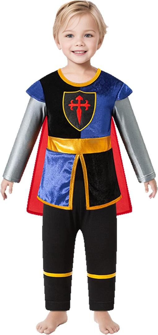 Auggle Baby Boy Knight Costume Toddlers Medieval Halloween Cosplay Party Costume (12-18Months)
