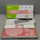 seenda Wireless Bluetooth Keyboard and Mouse Combo, COE202 Retro Cute Round Keycaps, 3 MultiDevice Connection, Full Size Keyboard Compatible for PC/Laptop/Mac/MacBook/iPad/Tablet, Pink
