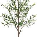 Olive Tree Artificial Indoor, 6 FT Faux Olive Trees with Planter, Fake Tall Plants with Natural Trunk and Lifelike Fruits for Home Office Decor(1