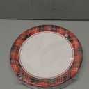 Greencian 50Pcs Christmas Paper Plates 10" Large Disposable Red Black Gingham Paper Platters Christmas Plaid Dessert Plates for Winter Xmas Theme Party Supplies