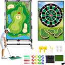 Golf Chipping Game with Stand - Golf Target Battle Game with Double-Sided Hitting Mat, 12 Sticky Balls, Outdoor Golf Yard Games for Chipping Practice for Dads Golfers