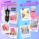 Anpro 650+Pcs Fashion Designer Kit for Girls with 2 Mannequins, DIY Arts & Crafts Kit for Girls Age 6-12 Toys, Doll Clothes Making Sewing Kit -Pink