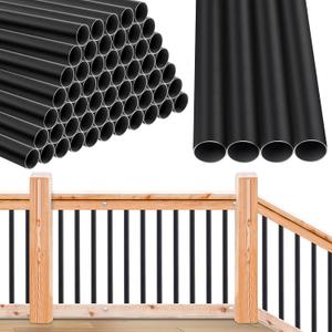120 Pack 26" Aluminum Deck Balusters 3/4" Black Metal Railing, Hollow Round Outdoor Porch Spindles Indoor Stair Railing for Wood and Composite Deck