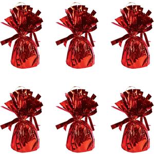Beistle Metallic Plastic Wrapped Balloon Weight Holders For Birthday Party Decorations, Red - 6 Piece
