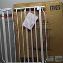 34" Extra Tall Baby Gate for Stairs, Auto Close Stroller Friendly Dog Gate Indoor for Doorways, Pressure Mounted 29"-40" Wide Baby Gate, Easy Walk Through Gate for Children & Pets, White