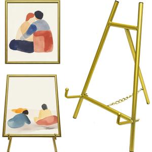 Metal Easel Plate Stands for Display,Picture Easels for Display Table Top, Mirror Easel Stand Picture Frame Holder Stand(Gold)