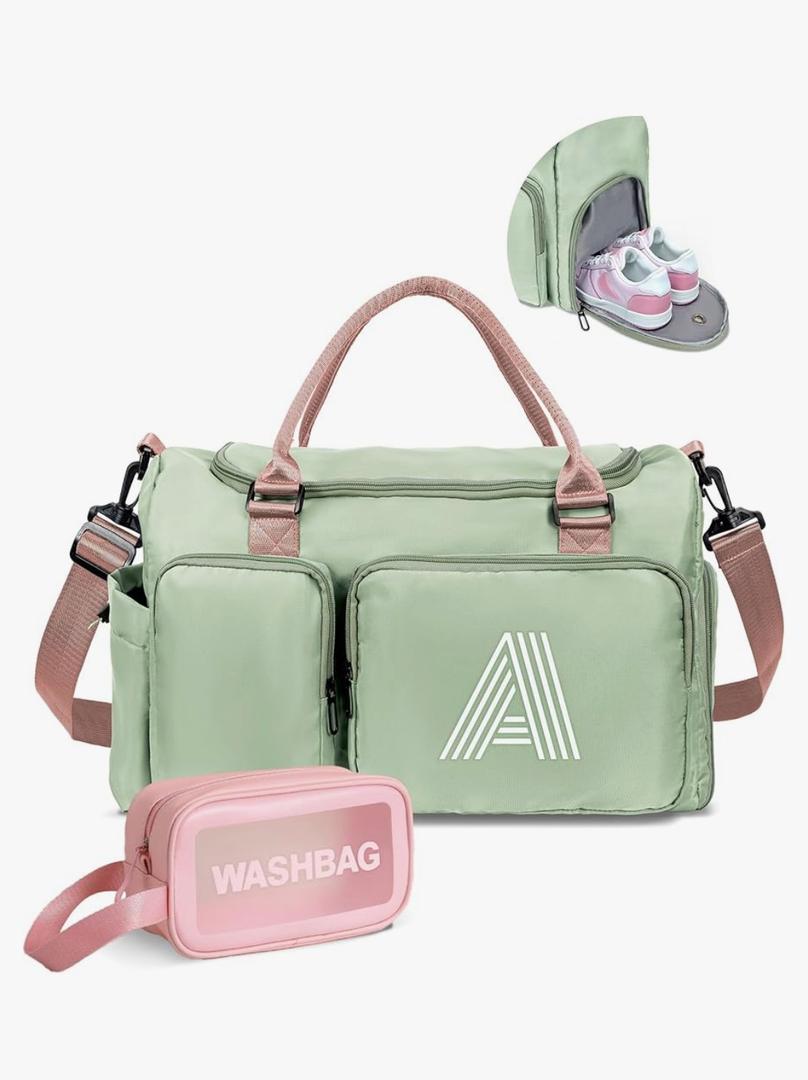 Women Girls Gift Initial Duffle Bag: Personalized Travel Gym bags, Dance Cheer bag Sports for Girl, Kid Gymnastics Bags, Birthday Gifts for Women Girls Kids Teens Mom Teacher