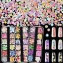 Maitys 3 Boxes 1080 Pcs 3D Flowers for Nails Decals (Not Self Adhesive or Stickers) Colorful Mixed 3D Flower Leaves Wood Pulp Nail Sequins for DIY Manicures