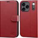OCASE Compatible with iPhone 17 Pro Max Wallet Case, PU Leather Flip Folio Case with Card Holders RFID Blocking Kickstand [Shockproof TPU Inner Shell] Phone Cover 6.9 Inch 2025, Dark Red
