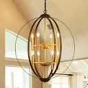 23.6''Black Gold 8-Light Globe Chandelier, Modern Industrial Adjustable Hanging Ceiling Pendant Light Fixture for Entryway Foyer Stairway Hallway Bedroom Living Room Kitchen Island