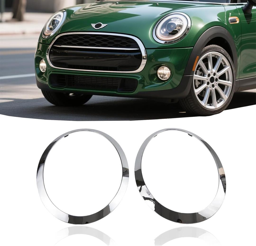 Headlight Bezel Headlamp Trim Ring Compatible with Mini Cooper R55 R56 R57 R58 R59 2007-2015 1Pair Chrome Headlight Bezel