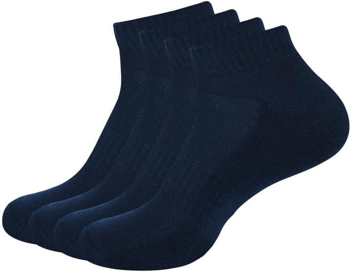 Superminis Women Ankle Socks - Cotton Plain Color Comfortable and Breathable Ankle Socks for Women (6-9, Pack of 4-navy Blue)
