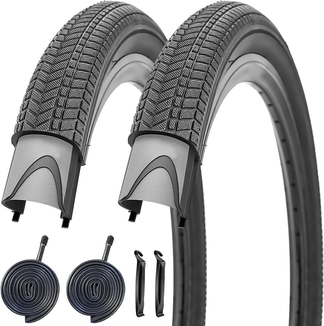 2 Pack 12 1/2 X 2 1/4(12.5x2.25) 14/16/20 x 2.125 Inch Bike Tire and Inner Tubes Set Suitable for 12.5/14/16/20 X 2.125 Folding Kids Bike Replacement Tires and Tubes Kit Fit for Most Children Bike