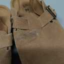 Kids Suede Clogs Toddler Clogs Boys Girls Sandals Cork Adjustable Buckle Mules (7-7.5 Toddler, Apricot)