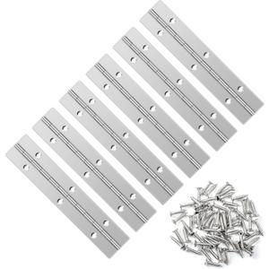 6 PCS 6 Inch Stainless Steel Piano Hinge Heavy Duty with 36 Pcs Screws for Cabinets Boat Marine Door DIY Woodworking Storage Box Hatche Furniture Hardware Silvery