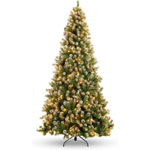 7.5Ft Prelit Christmas Tree Metal Base, Easy to Assemble
