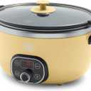 GreenLife 6QT Slow Cooker, Non-Toxic PFAS-Free Ceramic Nonstick Removable Interior Bowl, Programmable, Family Friendly, Keep Warm, Stovetop & Oven Safe, Dishwasher Safe Parts, Timer, Glass Lid, Yellow