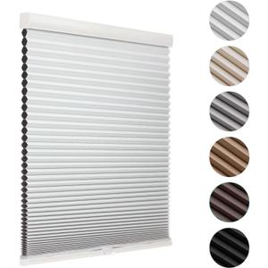MYshade Blackout Cordless Cellular Shades Honeycomb Shade for Indoor Windows Room Darkening Blinds for Home Office Pull Down Window Shades Easy to Install 37 inch Wide, H64 Pleated Shade White