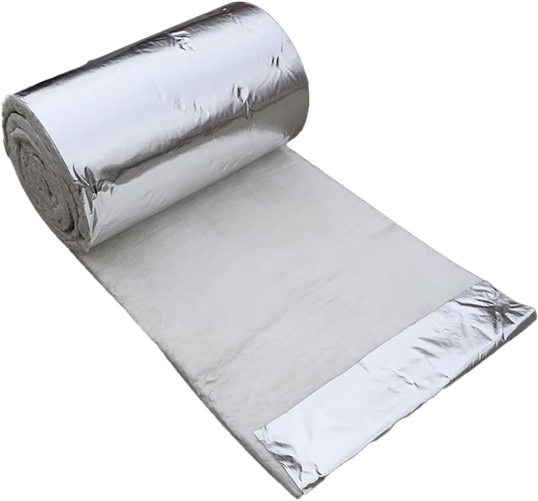 Ceramic Fiber Insulation Roll 2300F Fireproof Blanket High Temp Heat Resistant for Wood Stove Furnace Chimney Boiler (0.4"/0.8"/1"/2" Thick, Multiple Sizes)(Size:590in*24in*0.4in,Color:Single Sided)