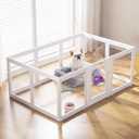 Clear Acrylic Dog Playpen Indoor, Puppy Cat Small Pet Play Pen, Pet Cat Foldable Playpen for Rabbits, Dog Fence Crate Kennel Whelping Cage (White, 10 Panel)