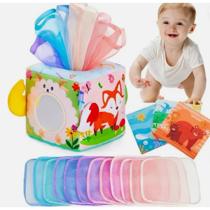 Yeeeasy Baby Sensory Tissue Box Toy. 6 months & Up. Developmental Toy