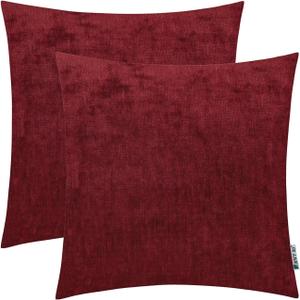 HWY 50 Red Burgundy Decorative Throw Pillows Covers Set 16x16 Inch for Couch Sofa Living Room Bed, Cashmere Soft Comfortable Solid Throw Pillow Cases Cushion Cover Pack of 2