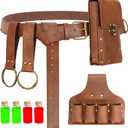 Renaissance Belt Pouch Medieval Viking Pirate Leather Bag Potion Bottle Set Skirt Hike Halloween Cosplay Costume Accessorie (Brown-Bottle, Belt Pouch)