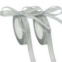 50 Yards Metallic Ribbon with Gold & Silver Threads,Glitter Ribbon for Gift Wrapping, Christmas, Valentine’s Day, Bouquet, and DIY Decor(Silver 2 Rolls, 5/8 Inch)