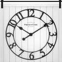 Presentime & Co Farmhouse Barn Door Clock, Shiplap Style, Cream White Color, Silent No Ticking, 3D Arabic Numeral, 23" H x 21" W. Home Decoration/Wall Decoration/Farmhouse Dcor.