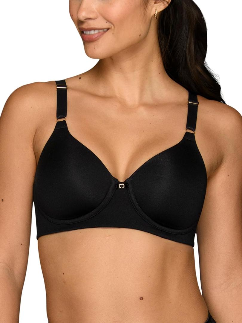 Vanity Fair Womens Full Coverage Beauty Back Smoothing Bra, 4-way Stretch Fabric, Lightly Lined Cups Up To Dd Bra, Wireless - Black, 40C US
