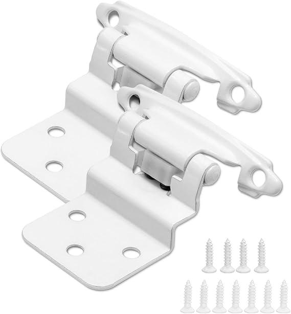 3/8 Inch Inset Cabinet Hinges White, 50 Pack (25 Pairs) Self Closing Hinges for Cabinets Doors, Kitchen Cabinet Door Hinge Hardware