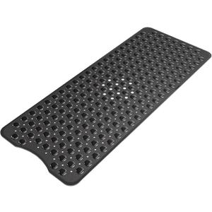 AmazerBath Shower Mat Non Slip 40 x 16 Inches, Shower Stall Mats with Suction Cups and Drain Holes, Non Slip Bath Mat for Tub for Elderly & Kids, Clear Black