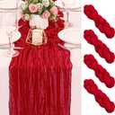 4 Pack 120 Inch Red Cheesecloth Table Runner Boho Rustic Gauze Sheer Romantic 10 FT Long Cheese Cloth Table Runner for Bridal Baby Shower Wedding Party Birthday Holiday Home Easter Decor
