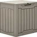 YITAHOME 31 Gallon Outdoor Storage Box, Resin Deck Box and Waterproof Package Delivery Box for Gardening Tools, Pool Supplies, Patio Furniture, Lockable, Taupe