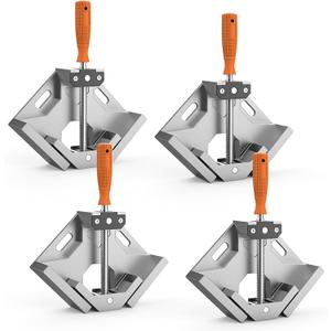 Corner Clamp, 4pcs 90 Degree Right Angle Clamp with Adjustable Aluminum Alloy Swing Jaw, Single Handle Clamps for Woodworking Tools Photo Framing, Present for Men Dad 11.1 Inch (Small)