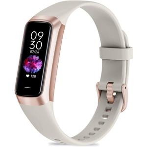 Zeacool Fitness Tracker with 24/7 Heart Rate, Blood Oxygen Blood Pressure Sleep Monitor, Activity Trackers 5 ATM Waterproof,Step Calorie Counter Pedometer Health Smart Watch for Women Men (Beige)