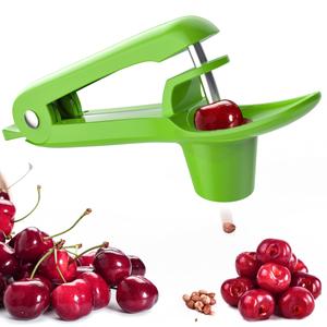 Cherry Pitter - Ordekcity Stainless Steel Cherries Corer Pitter Tool with Hand-held Push Design, Save Time & Space for Making Cherry Jam with Lock Design(Red, Green)