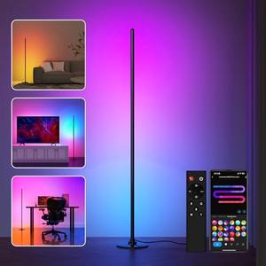 Lanmonlily Corner Floor Lamp, Works with Alexa, Music Sync, Timer Setting, 16 Million Colors & 68+ Scene, Smart RGB LED Corner Lamp with App and Remote for Bedroom, Living Room