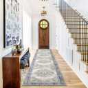 Washable Runner Rug 2x10 - Hallway Runner Rug Kitchen Rugs and Mats Non Skid Washable Waterproof Carpet Runner for Living Room Bedroom Bathroom (Blue, 2X10)